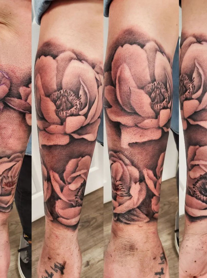 Peony Wrap to start Floral Sleeve â€” Clay Walker