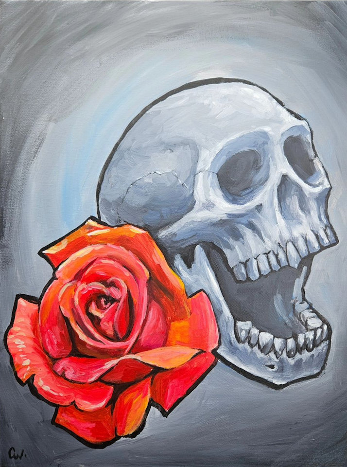 Skull and Rose Painting