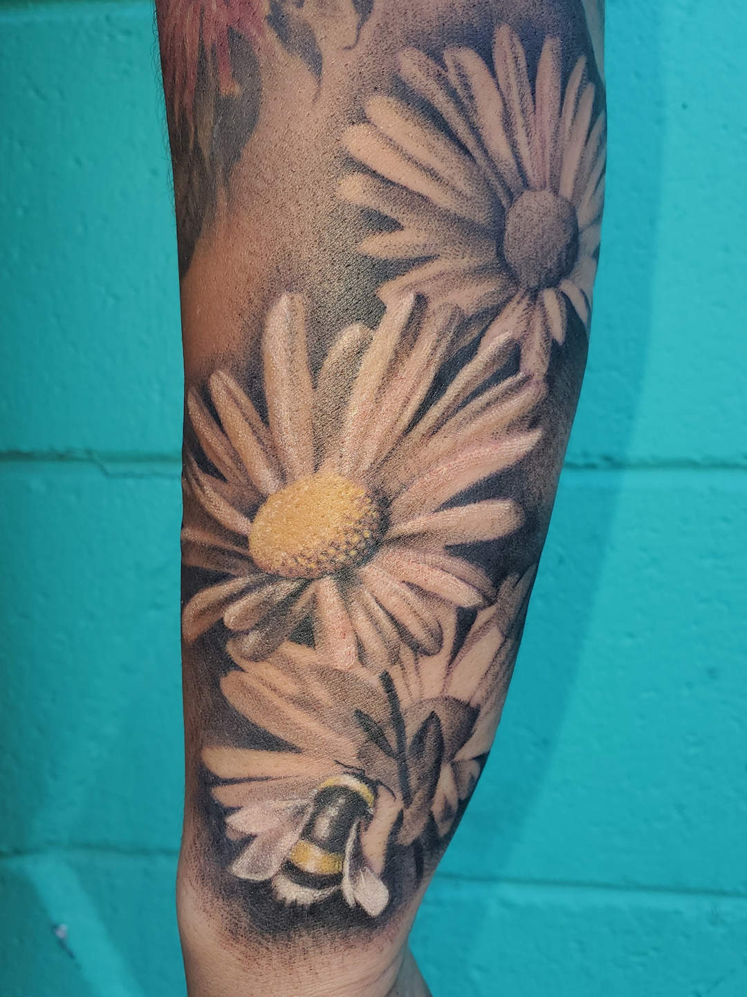 Bumblebee with Daisies — Clay Walker Tattoo