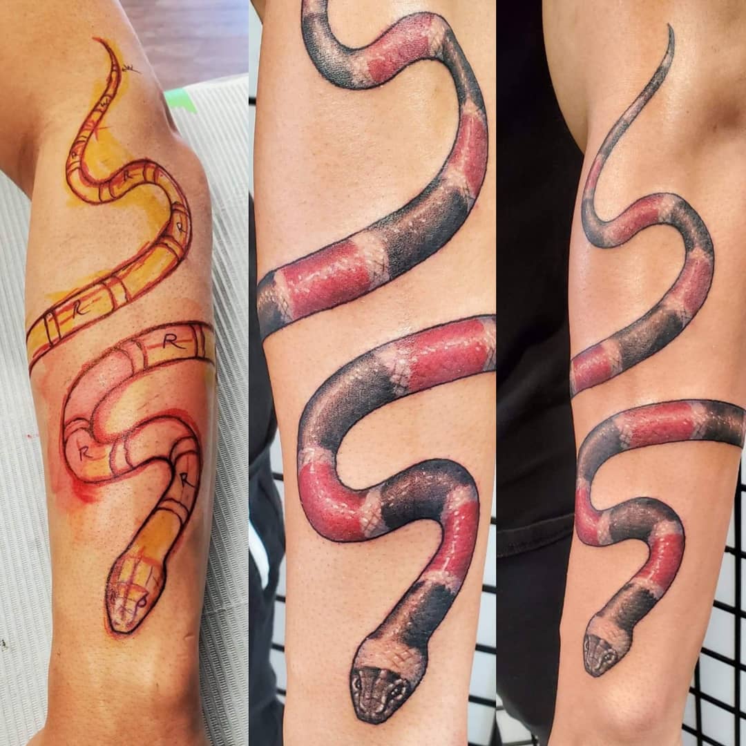 Freehand Coral Snake — Clay Walker Tattoo