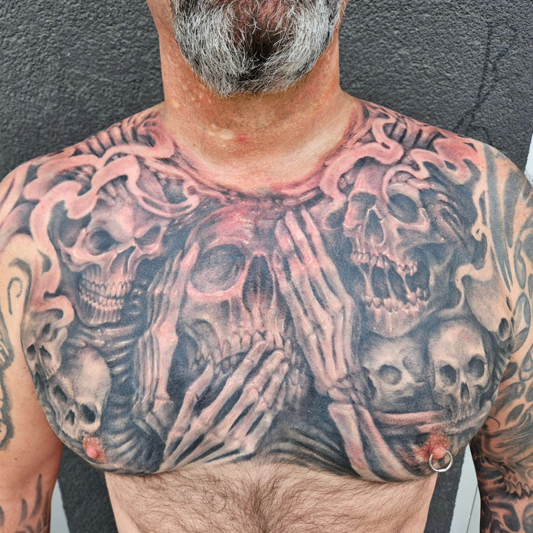 Evil Chest Piece — Clay Walker Tattoo