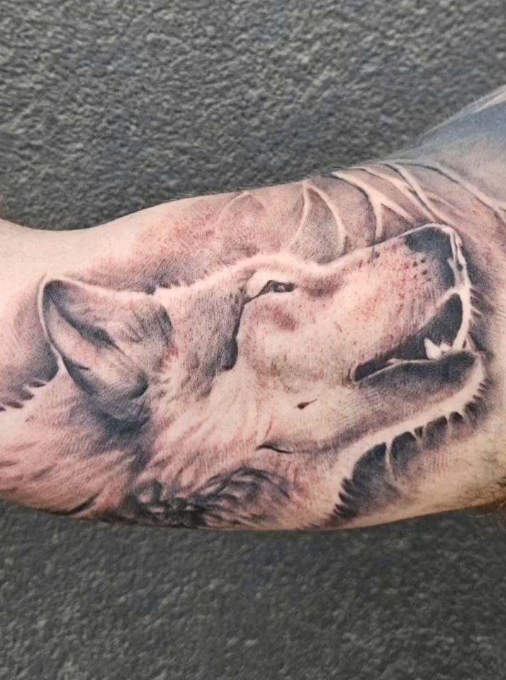 Wolf Howling Tattoo