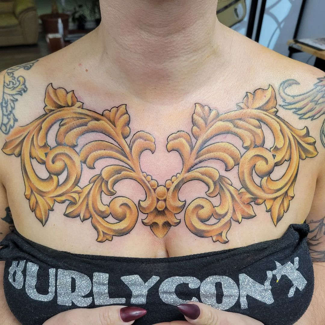 Golden Chest Piece — Clay Walker Tattoo