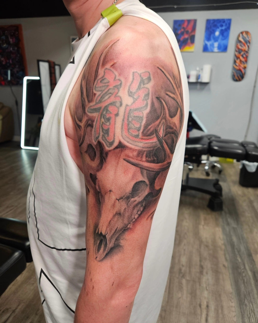 Freehand Horned Animal Skull — Clay Walker Tattoo