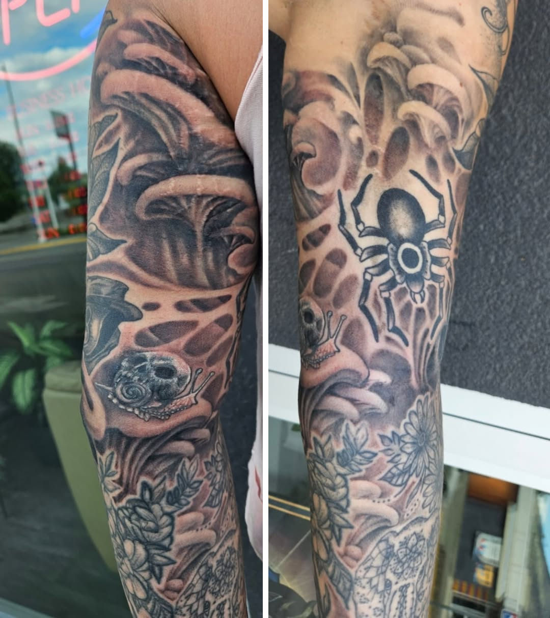 Mushroom & Web Filler — Clay Walker Tattoo